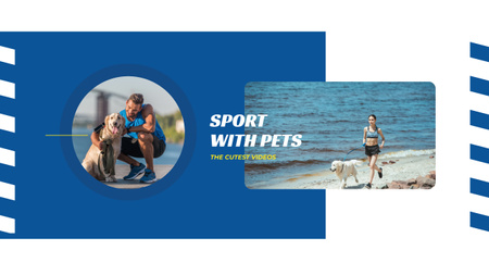 Template di design Sport con animali domestici Ispirazione con persone che corrono con i cani Youtube