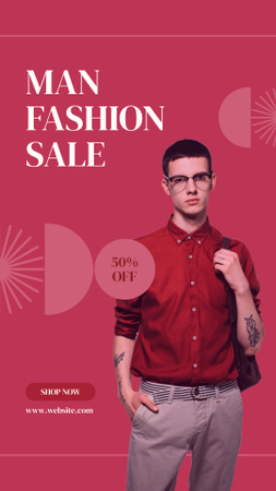 Fashion Sale Announcement with Stylish Man Instagram Story Design Template