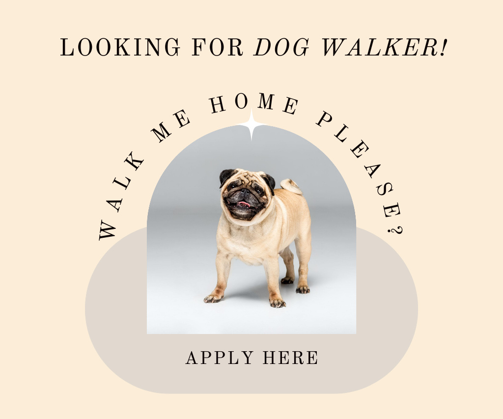 Designvorlage Looking For Dog Walker In Beige für Large Rectangle