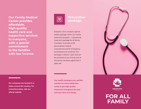 Plantilla de diseño de Offer of Quality Medical Service in Clinic on Pink Brochure 8.5x11in Z-fold 