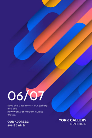 Gallery Opening announcement Colorful Lines Invitation 6x9in – шаблон для дизайну