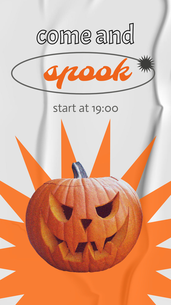Halloween Party Announcement with Spooky Pumpkin Instagram Story Modelo de Design