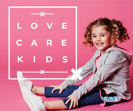 Child care concept with little Girl Facebook Modelo de Design