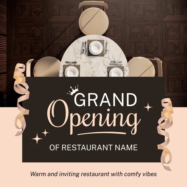 Exquisite Restaurant Grand Opening Event Animated Post Šablona návrhu