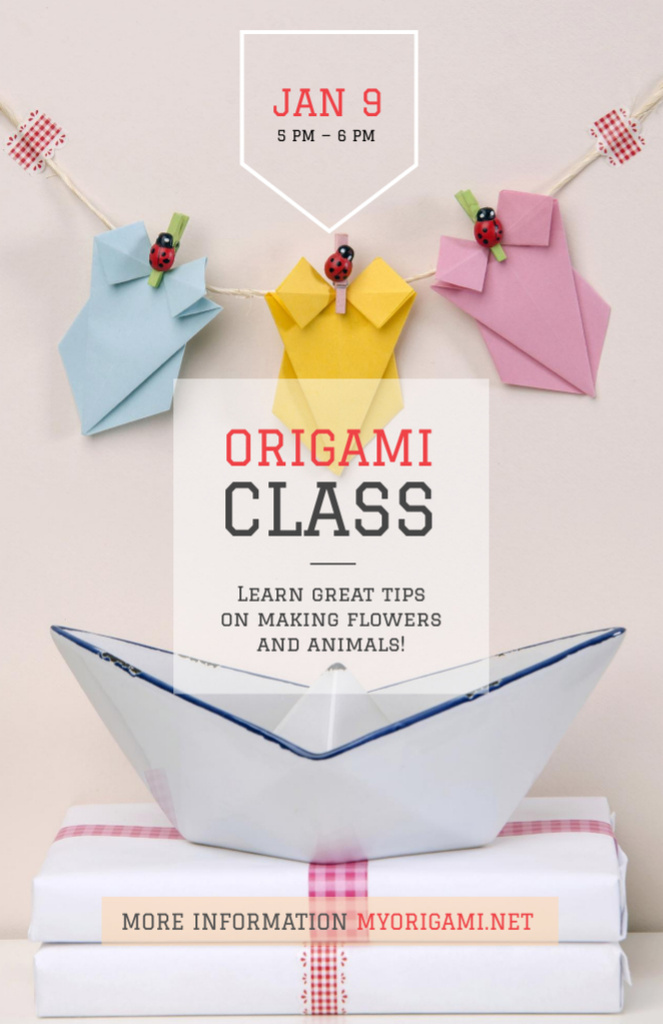 Amazing Origami Classes Offer with Paper Garland Flyer 5.5x8.5in Πρότυπο σχεδίασης