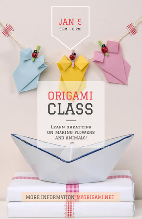 Origami Classes Invitation with Paper Garland Flyer 5.5x8.5in Design Template