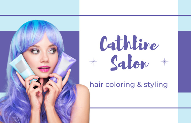 Modèle de visuel Hair Coloring and Styling Salon - Business Card 85x55mm