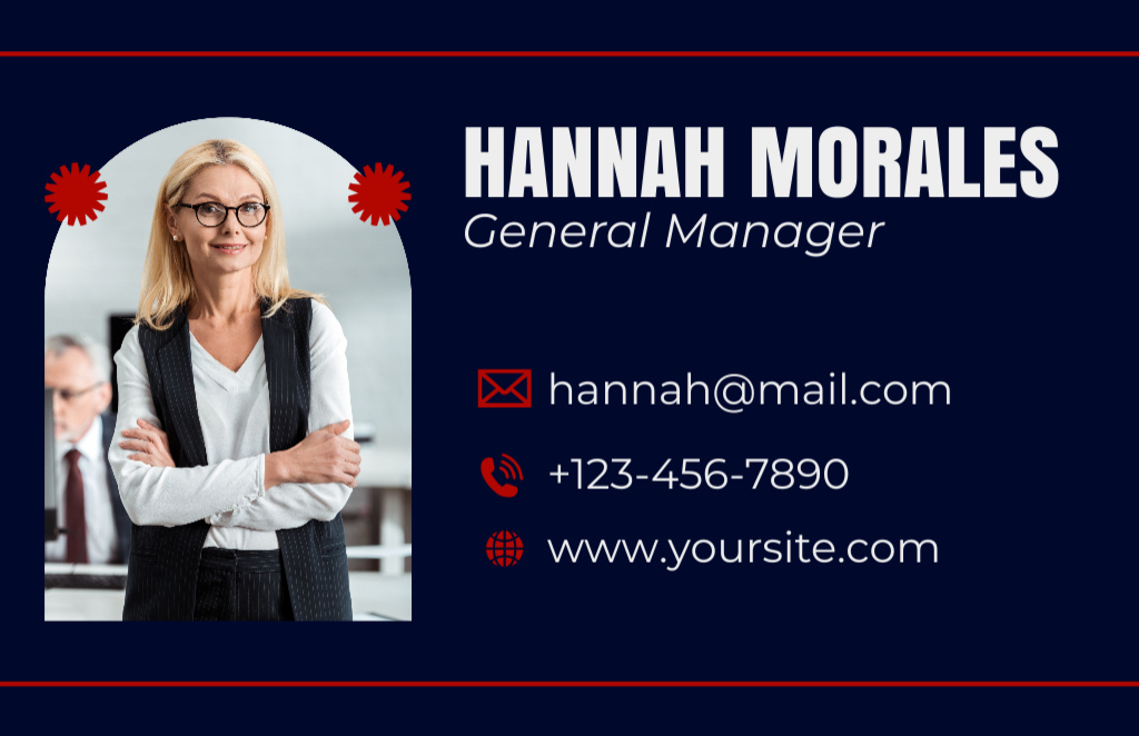 Competent Marketing Agency's General Manager Service Offer Business Card 85x55mm Šablona návrhu