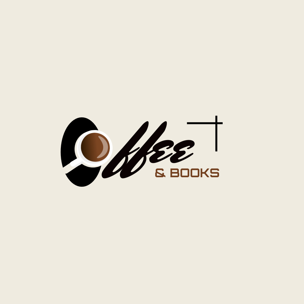 Coffee and Books Ad Logo Design Template