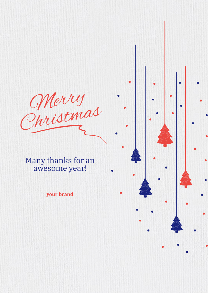 Christmas Wishes with Tree Decorations Postcard A6 Vertical Tasarım Şablonu