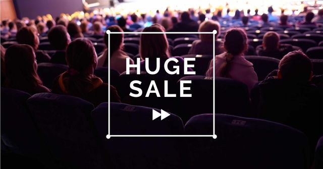 Sale Announcement with People in Cinema Facebook AD Design Template
