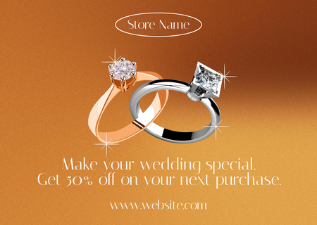 Template di design Anelli di fidanzamento con pietre preziose Card