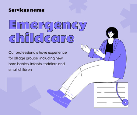 Designvorlage Emergency Childcare Services Offer für Facebook