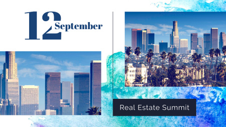 Real Estate Summit with Modern Skyscrapers FB event cover Design Template