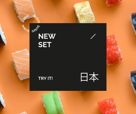 Ontwerpsjabloon van Facebook van New Rolls and Sushi Set Ad