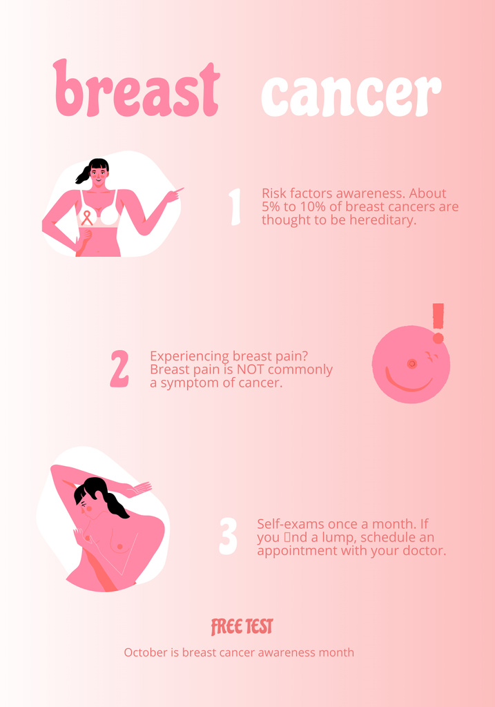 Breast Cancer Awareness with Woman Illustration Poster 28x40in Πρότυπο σχεδίασης