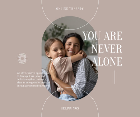 Psychological Help Program Ad with Happy Mom and Daughter Facebook Design Template