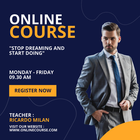 Announcement Of Online Business Course Instagram Design Template