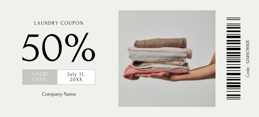 Designvorlage Half Price Discounts on Laundry Service für Coupon 3.75x8.25in