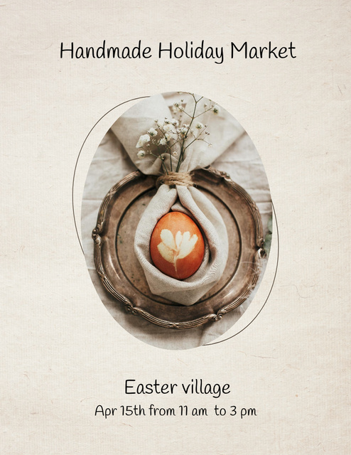 Designvorlage Amazing Handmade Easter Market Announcement In Beige für Flyer 8.5x11in