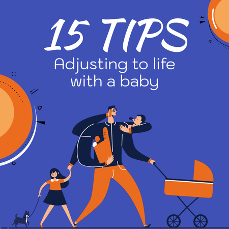 Plantilla de diseño de Conjunto útil de consejos para el estilo de vida con el bebé Animated Post 