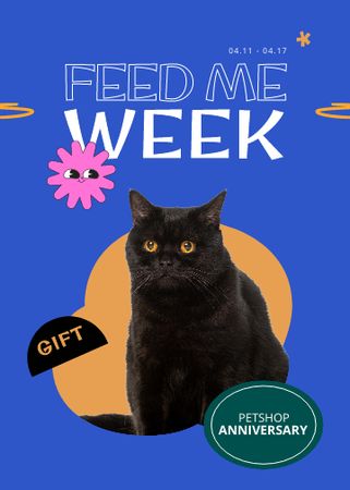 National Pet Week with Black Cat Invitation Design Template