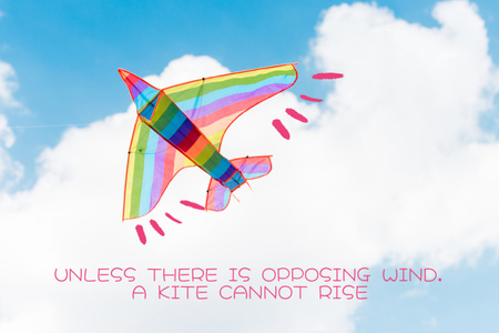 Frase de Inspiração e Motivação com Kite Postcard 4x6in Modelo de Design