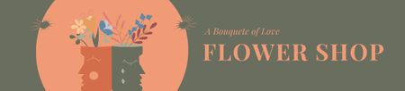 Flower Shop Ad with Illustration of Creative Vases Ebay Store Billboard Design Template
