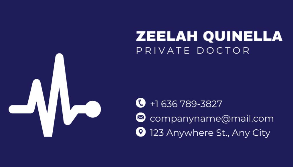 Offer of Services of Private Doctor on Blue Business Card US – шаблон для дизайну