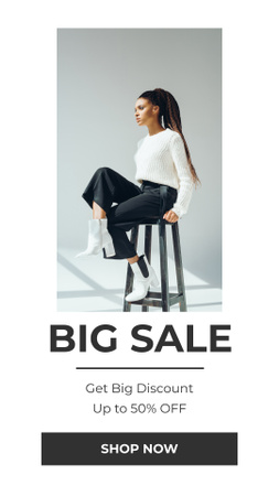 Big Sale with Stylish Woman Instagram Story Design Template