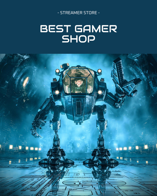 Template di design Gaming Shop Ad on Blue Poster 16x20in
