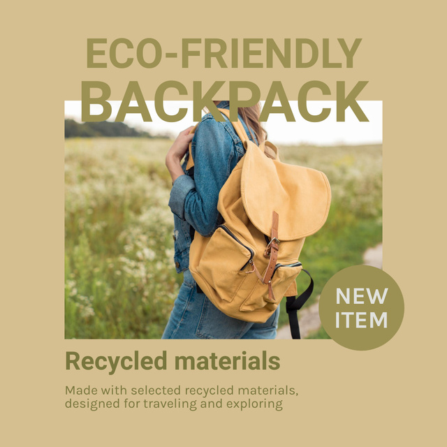 Advertising New Eco-Backpack Instagram Tasarım Şablonu
