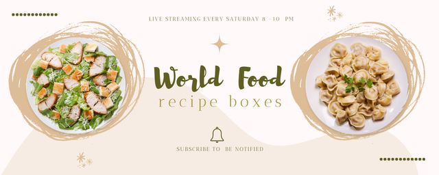 Designvorlage World Food Recipes Boxes für Twitch Profile Banner