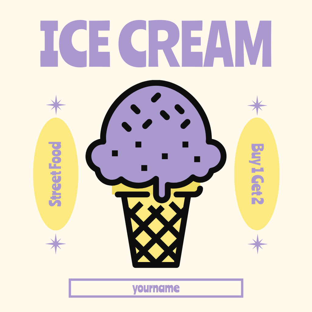 Designvorlage Offer of Yummy Ice Cream in Waffle für Instagram