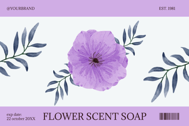 Flower Scent Soap Label Tasarım Şablonu