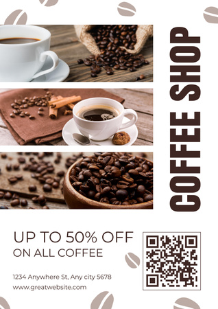 Макет рекламы кофейни в коллаже Poster – шаблон для дизайна