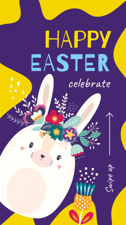 Easter Bunny on Purple Instagram Story Design Template