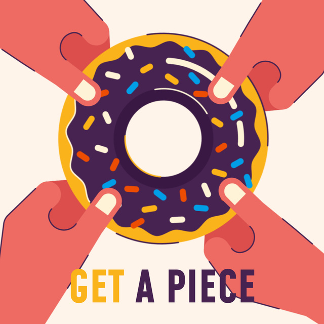 People Pulling Sweet Donut Animated Post Tasarım Şablonu