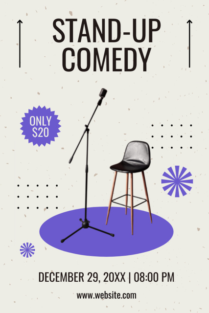 Modèle de visuel Standup Show with Microphone on Stage - Tumblr