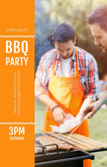 People Are Cooking at BBQ Party Invitation 4.6x7.2in Design Template