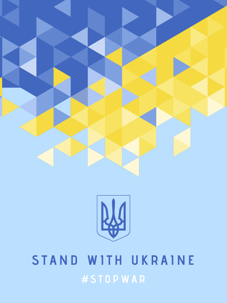 National Flag and Emblem of Ukraine on Blue and Yellow Poster US Design Template