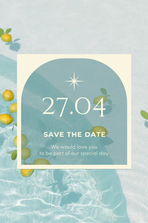 Wedding Announcement With Lemons Postcard 4x6in Vertical Design Template