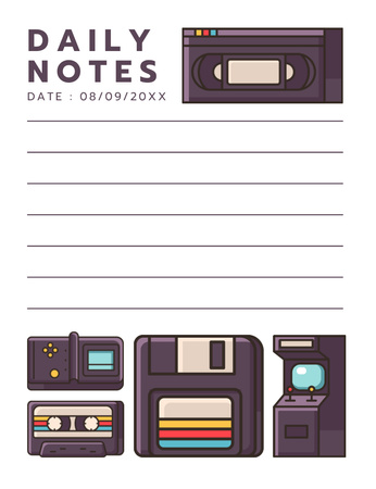 Prázdné prázdné pro denní poznámky s roztomilou ilustrací Notepad 107x139mm Šablona návrhu