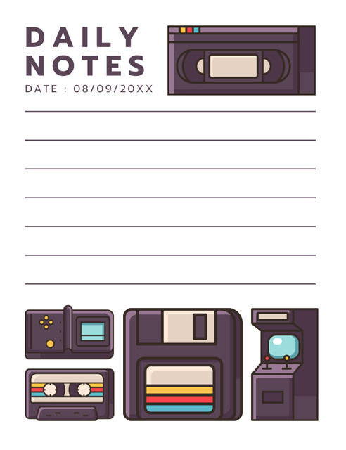 Empty Blank for Daily Notes with Cute Illustration Notepad 107x139mm Šablona návrhu
