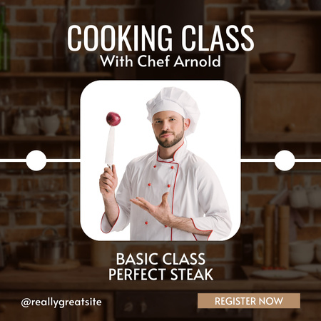 Cooking Courses Ad with Chef Instagram Design Template