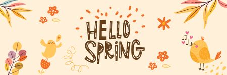 Platilla de diseño Happy Spring Holidays Greeting Twitter