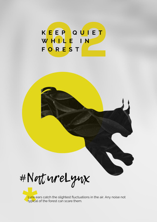 Fauna Protection with Wild Lynx Illustration Poster Modelo de Design