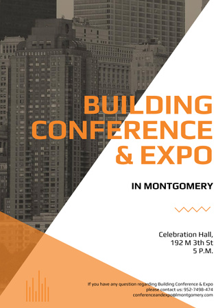 Building Conference Announcement with Modern Skyscrapers Poster 28x40in Design Template