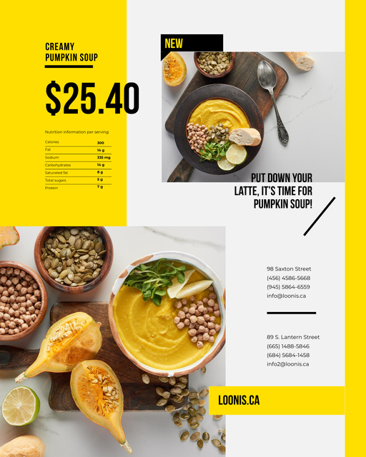 Seasonal Pumpkin Soup Poster 16x20in – шаблон для дизайна