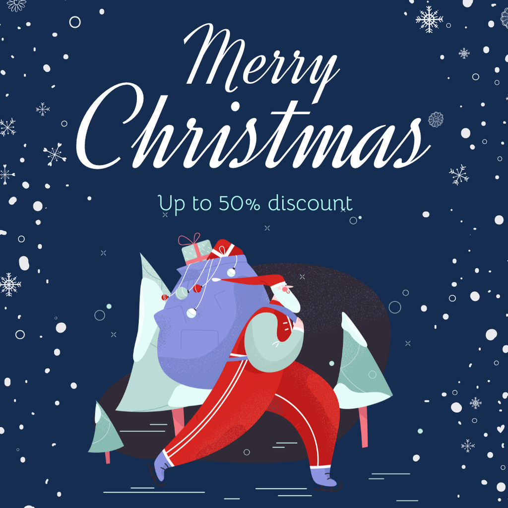 Modèle de visuel Christmas Holiday Celebration with Santa holding Gifts - Instagram